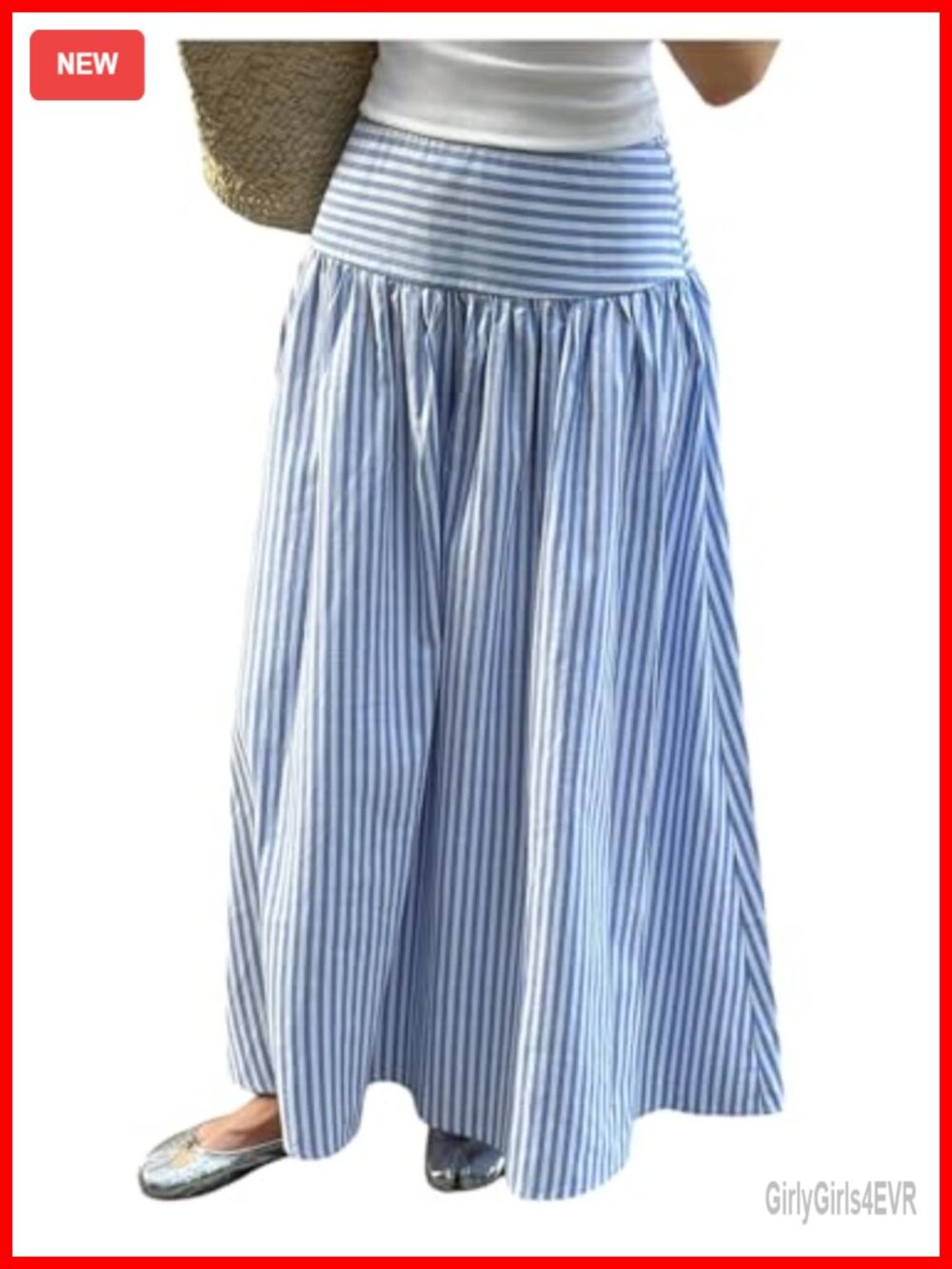 Milumia Women's Striped Maxi High Waisted Ruffle Hem Flowy A Line Skirt